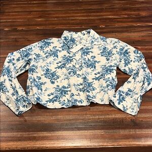 Gap x Loveshack Fancy Collab Long Sleeved Floral Crop Button Down